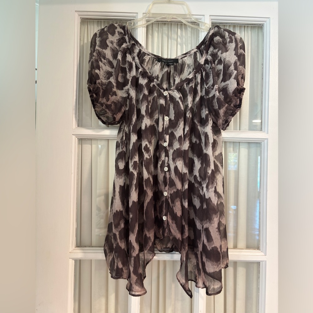 Karen Kane Brown and Ivory Print Blouse